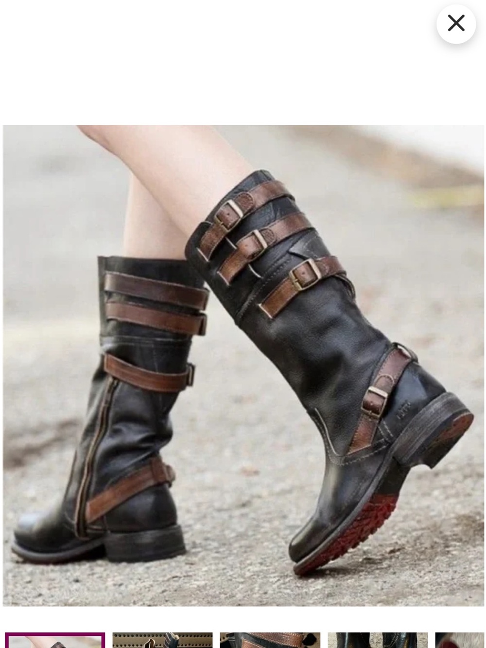Bed Stu Black and Brown Leather Combat Moto Boots